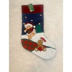 Vintage NOS Rauch Christmas Stocking Teddy Bears